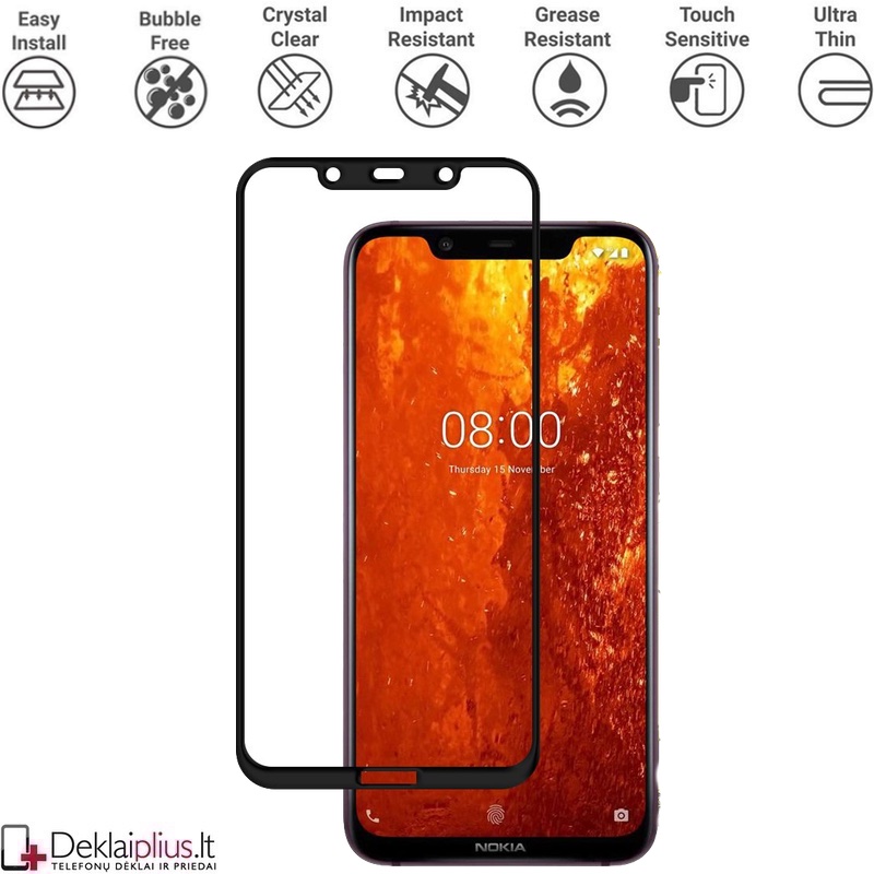 Apsauginis stikliukas per visą ekraną (NOKIA 8.1) Apsauginis stikliukas per visą ekraną (NOKIA 8.1)